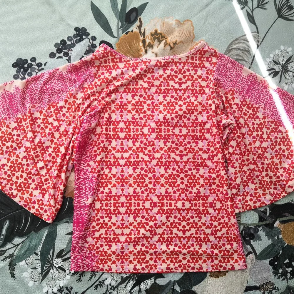 AND Womens flowing butterfly sleeve Pink Red top Size M - Picture 5 of 5